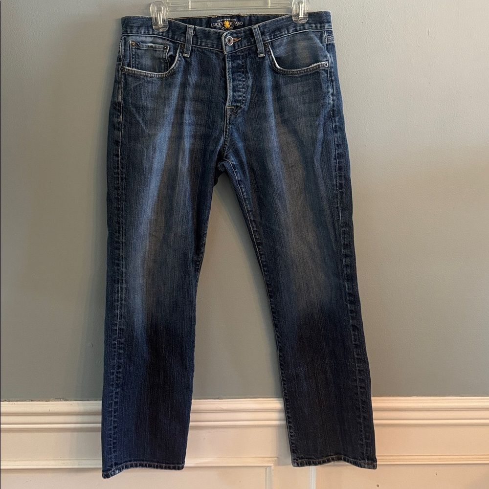 Lucky Brand Mens 221 Slim Straight Jeans 33 x 30 Blue Stretch Denim EUC